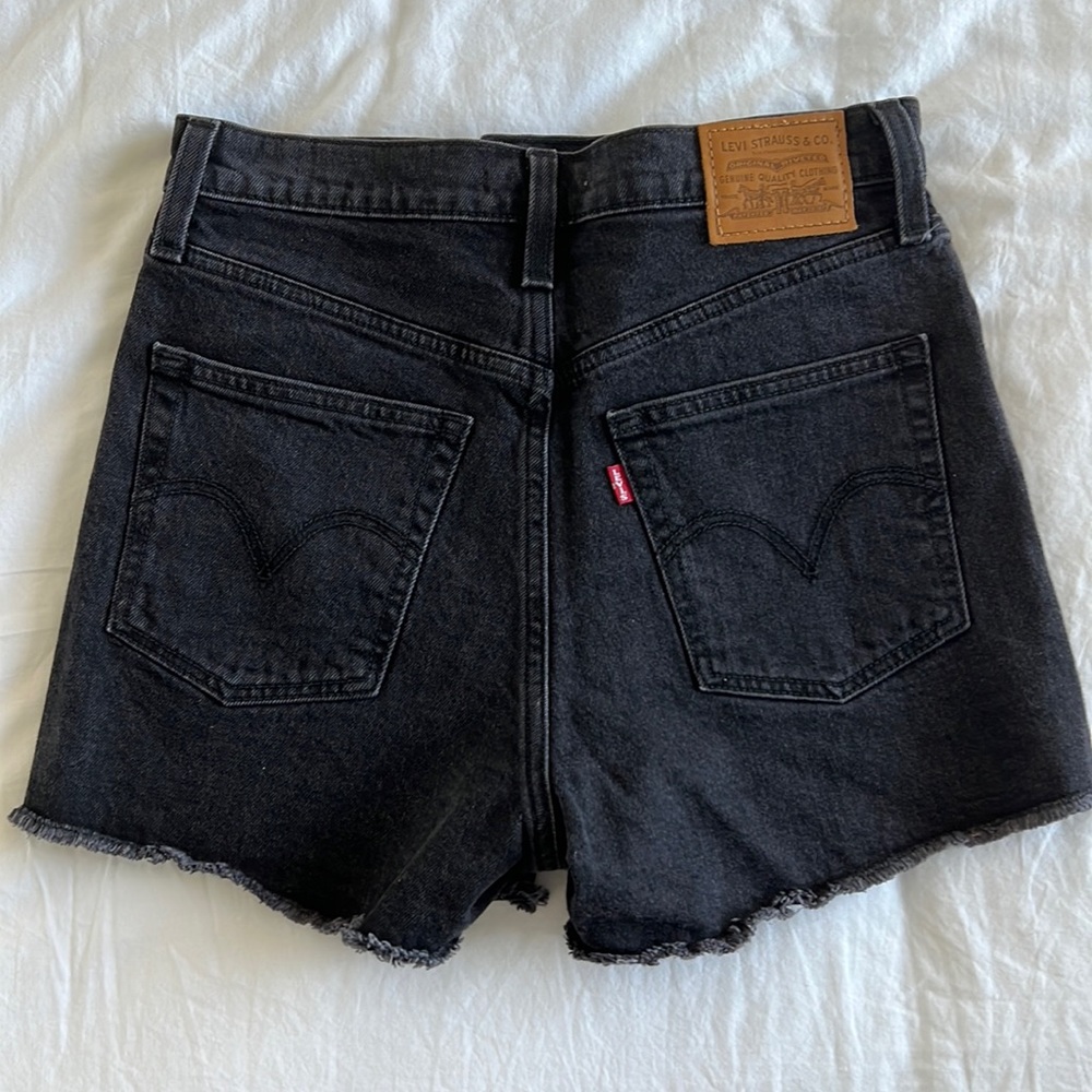 Levi’s black jean rib cage high waisted shorts